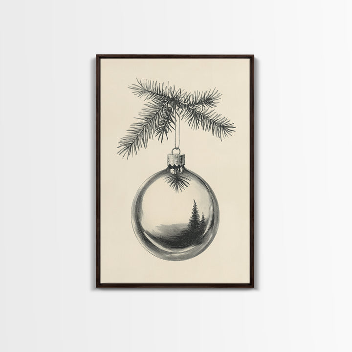 Christmas Tree Ornament Canvas Print, Retro Home Decor, Boho Christmas