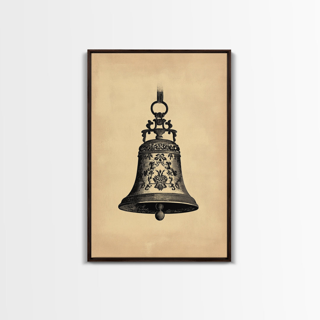Christmas Bell Painting Print - Wood Framed Wall Art - Christmas Decor - Boho Christmas - Minimalist Christmas