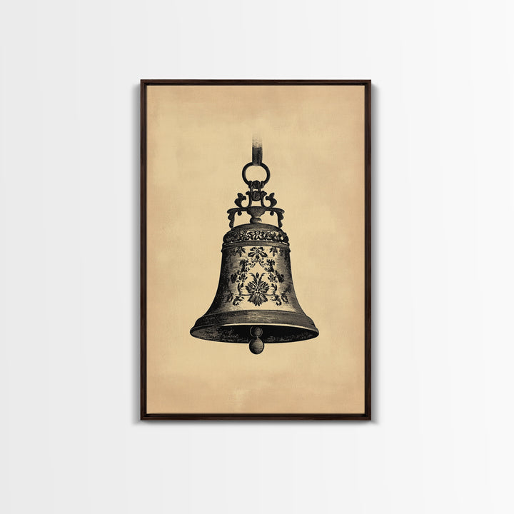 Christmas Bell Painting Print - Wood Framed Wall Art - Christmas Decor - Boho Christmas - Minimalist Christmas