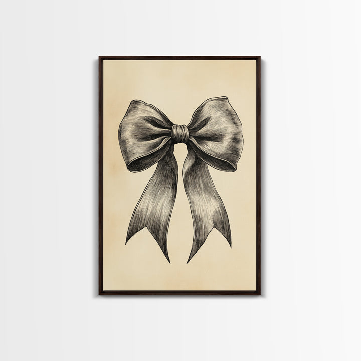 Boho Christmas Bow Canvas Print - Framed Canvas - Minimalist Christmas Art - Boho Christmas Art - Rustic Christmas Art