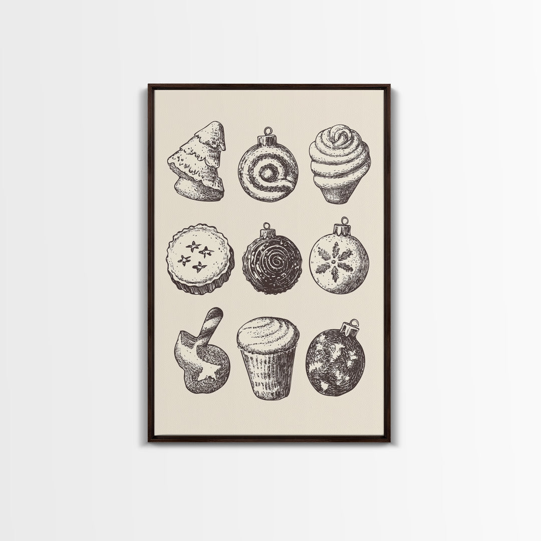 Rustic Boho Christmas Cookies Canvas Print - Framed Canvas - Minimalist Christmas Art - Boho Christmas Art - Rustic Christmas Art