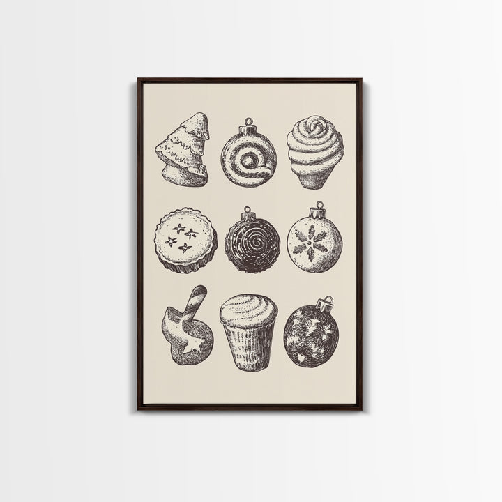 Rustic Boho Christmas Cookies Canvas Print - Framed Canvas - Minimalist Christmas Art - Boho Christmas Art - Rustic Christmas Art