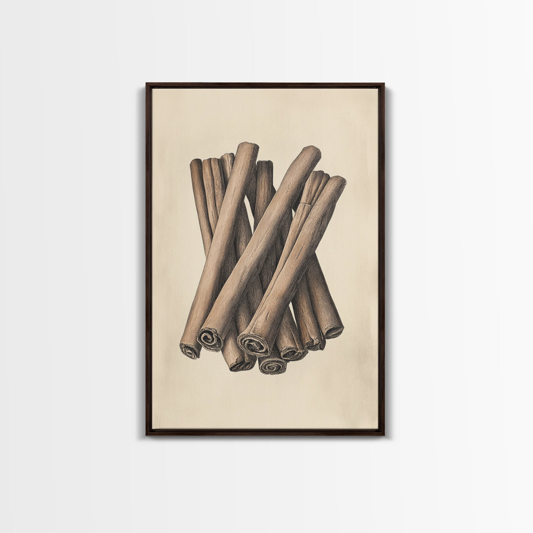 Christmas Cinnamon Sticks Canvas Print - Framed Canvas - Minimalist Christmas Art - Boho Christmas Art - Rustic Christmas Art
