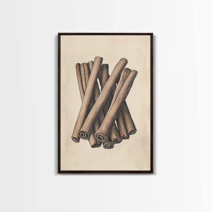 Christmas Cinnamon Sticks Canvas Print - Framed Canvas - Minimalist Christmas Art - Boho Christmas Art - Rustic Christmas Art