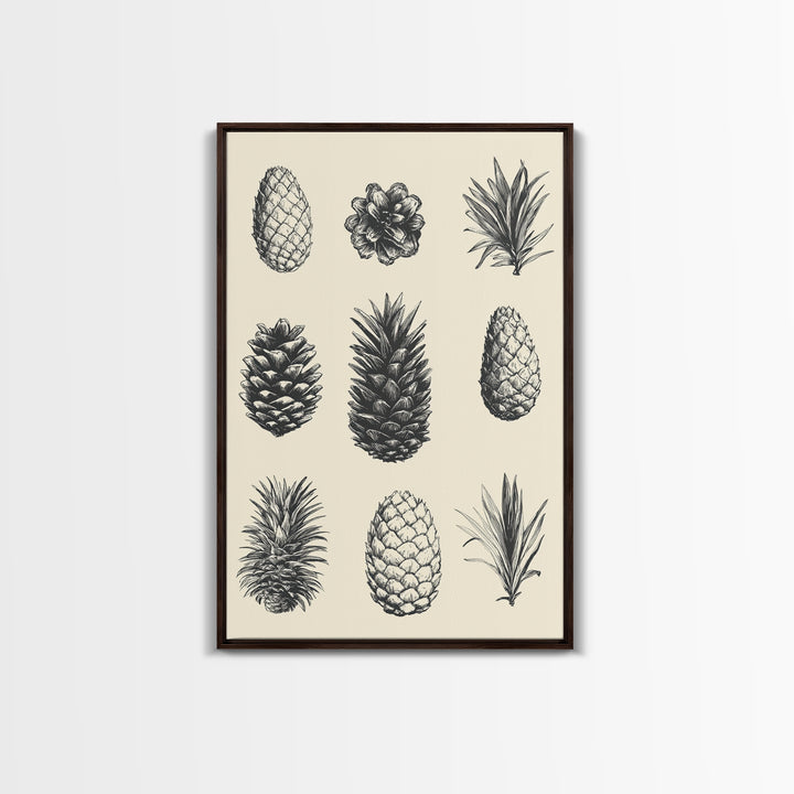 Christmas Pine Cones Canvas Print - Framed Canvas - Minimalist Christmas Art - Boho Christmas Art - Rustic Christmas Art - Pinecone Painting