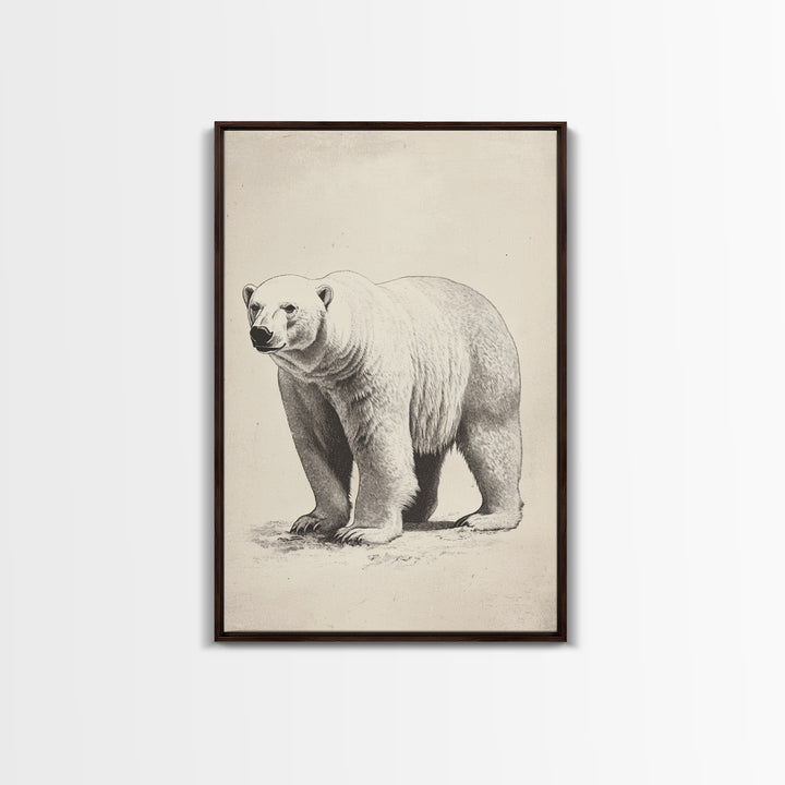 Polar Bear Canvas Print - Framed Canvas - Minimalist Christmas Art - Boho Christmas Art - Rustic Christmas Art