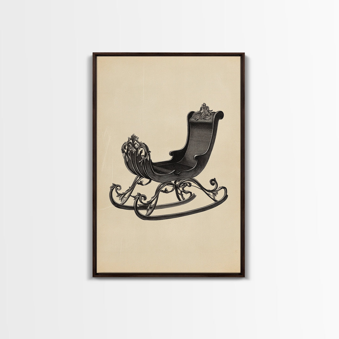 Christmas Sleigh Canvas Print - Framed Canvas - Minimalist Christmas Art - Boho Christmas Art - Rustic Christmas Art