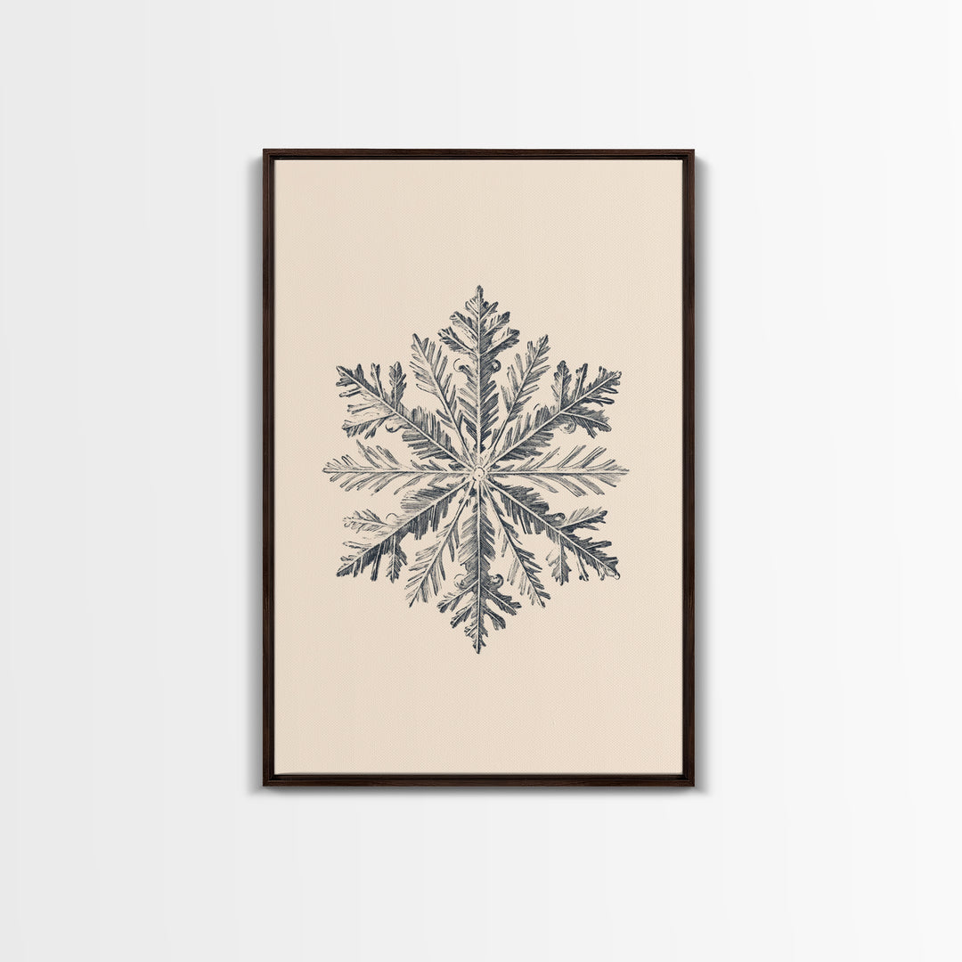 Snowflake Canvas Print - Framed Canvas - Minimalist Christmas Art - Boho Christmas Art - Rustic Christmas Art - Winter Decor - Winter Art