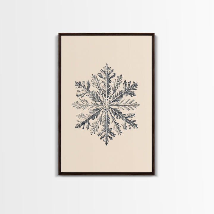 Snowflake Canvas Print - Framed Canvas - Minimalist Christmas Art - Boho Christmas Art - Rustic Christmas Art - Winter Decor - Winter Art