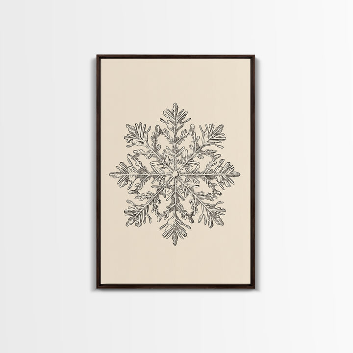 Sketch of a Snowflake Canvas Print - Framed Canvas - Minimalist Christmas Art - Boho Christmas Art - Rustic Christmas Art