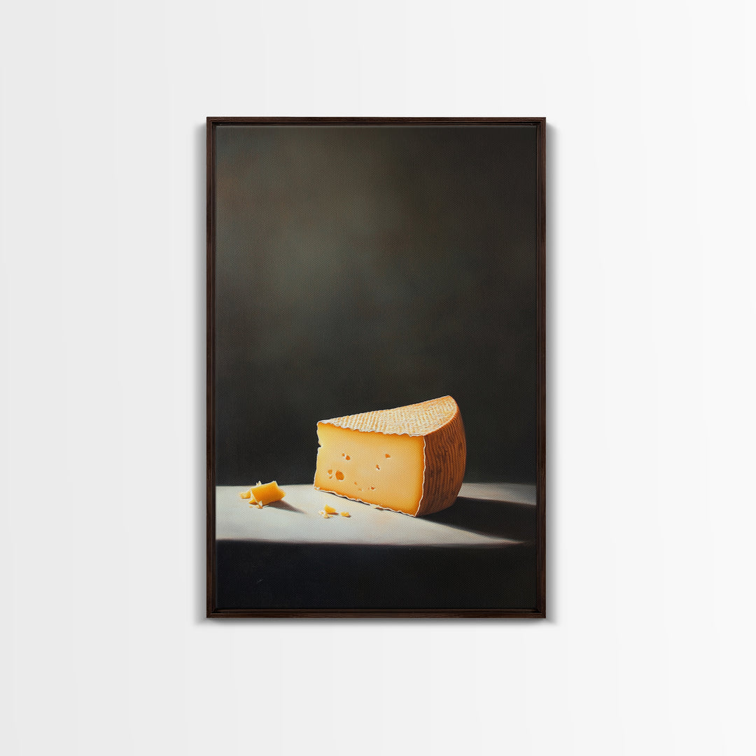 Cheese Art - Kitchen Wall Art - Framed Canvas Print - Kitchen Decor - Rustic Kitchen, Farmhouse Kitchen Wall Art - Cheese Oil Painting