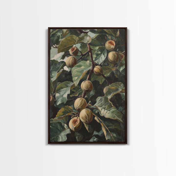 Fig Painting Print - Framed Canvas - Fig Oil Painting, Fig Painting, Kitchen Decor, Rustic Farmhouse, Minimalist Home Decor