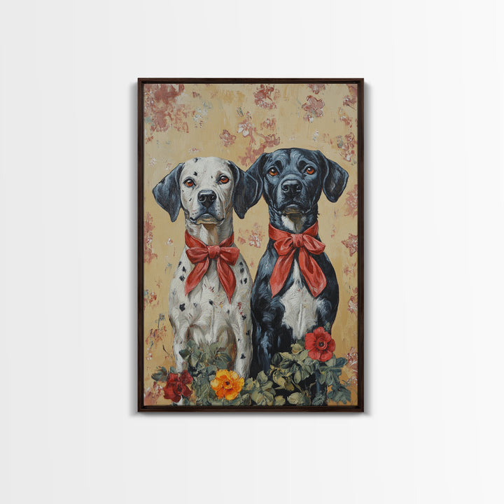 Christmas Dalmations Canvas Print, Cute Dog Wall Art, Dog Painting
