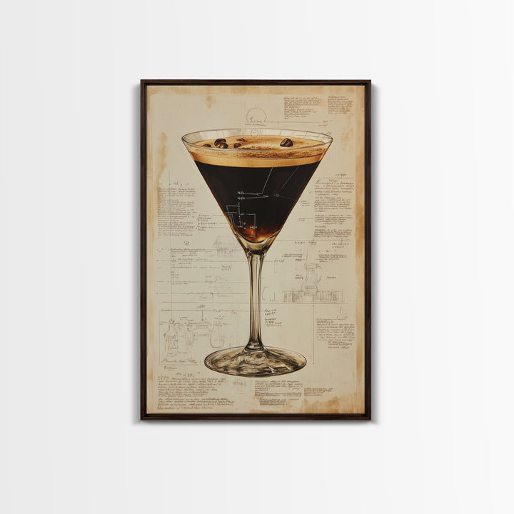Espresso Martini Wall Art Canvas Print, Cocktail Painting, Cocktail Decor, Bar Decor, Bar Cart Art, Home Bar Wall Art, Kitchen Wall Art