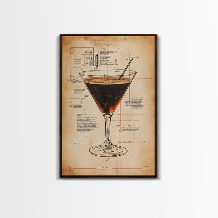 Cocktail Painting Print, Espresso Martini Wall Art, Canvas Print, Bar Decor, Bar Wall Art, Gift Idea For Martini Lover, Espresso Martini Painting