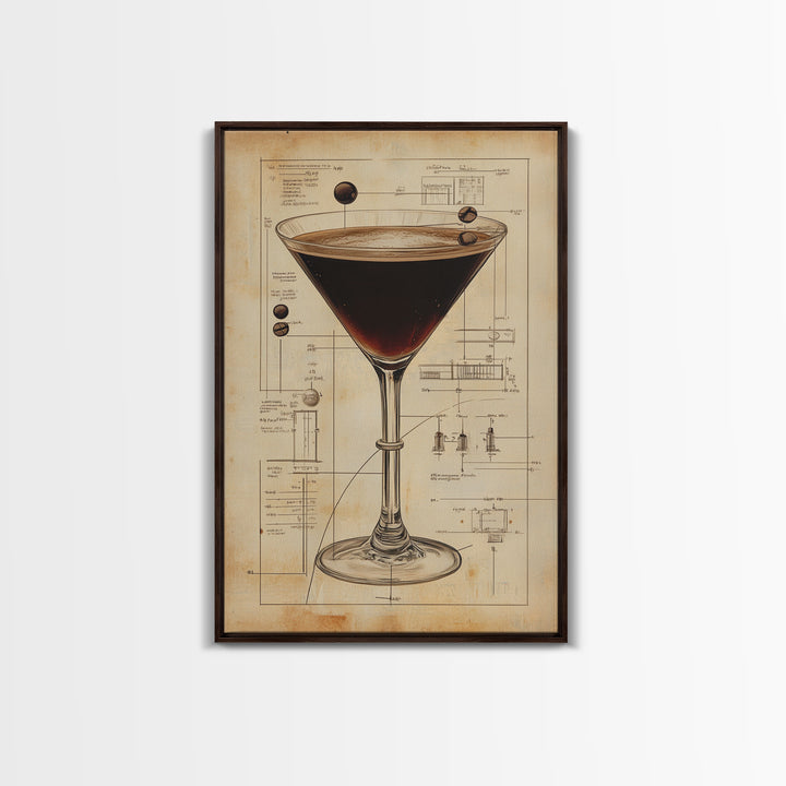 Espresso Martini Wall Art Canvas Print, Cocktail Painting, Cocktail Decor, Bar Decor, Home Bar Wall Art, Kitchen Wall Art