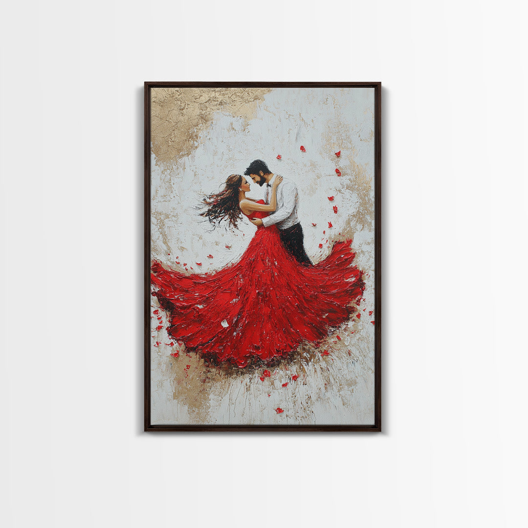 Couple Dancing Framed Canvas Print, Couple Wall Art, Wedding Gift, Dancing Wall Art, Dance Studio Decor, Engagement Gift Idea, Dancing Art