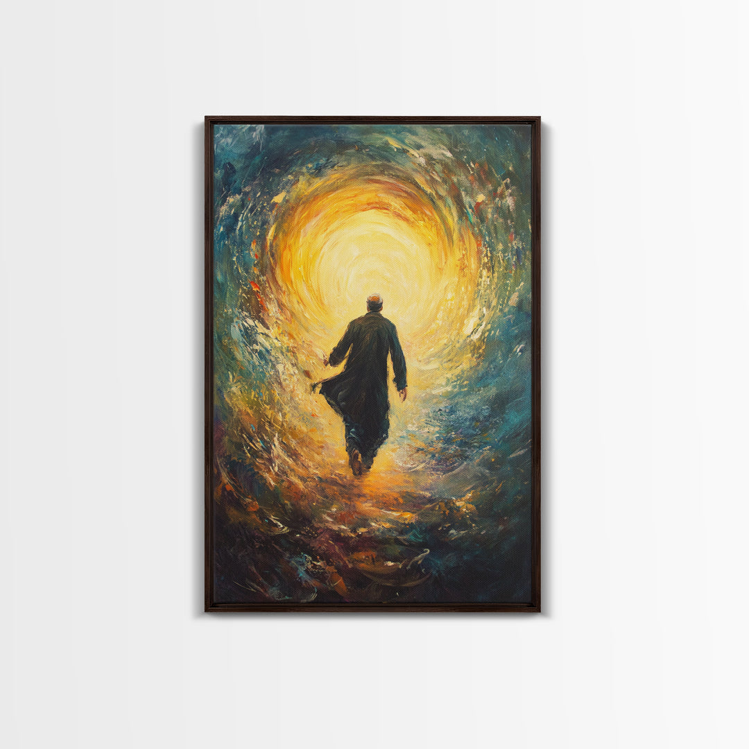 Bahai Wall Art Framed Canvas Print, Retro Abstract Wall Art