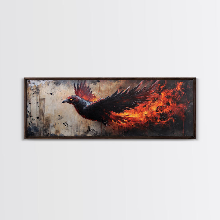 Panoramic Phoenix Painting Print, Phoenix Wall Art, Framed Canvas Art, Phoenix Painting, Phoenix Decor, Rebirth, Trendy Wall Art