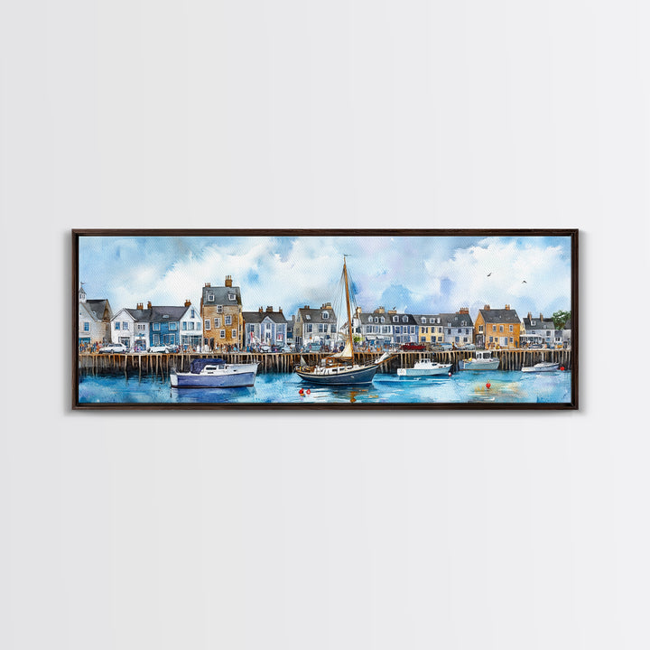 Nantucket Massachusetts Wall Art Framed Canvas Print, Nantucket Painting, Nantucket Nautical Decor, Nautical Landscape Painting