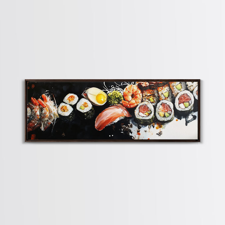 Abstract Food Painting Print, Painting of Sushi, Kitchen Decor, Kitchen Wall Art, Kitsch Dining Room Art, Eclectic Home Decor