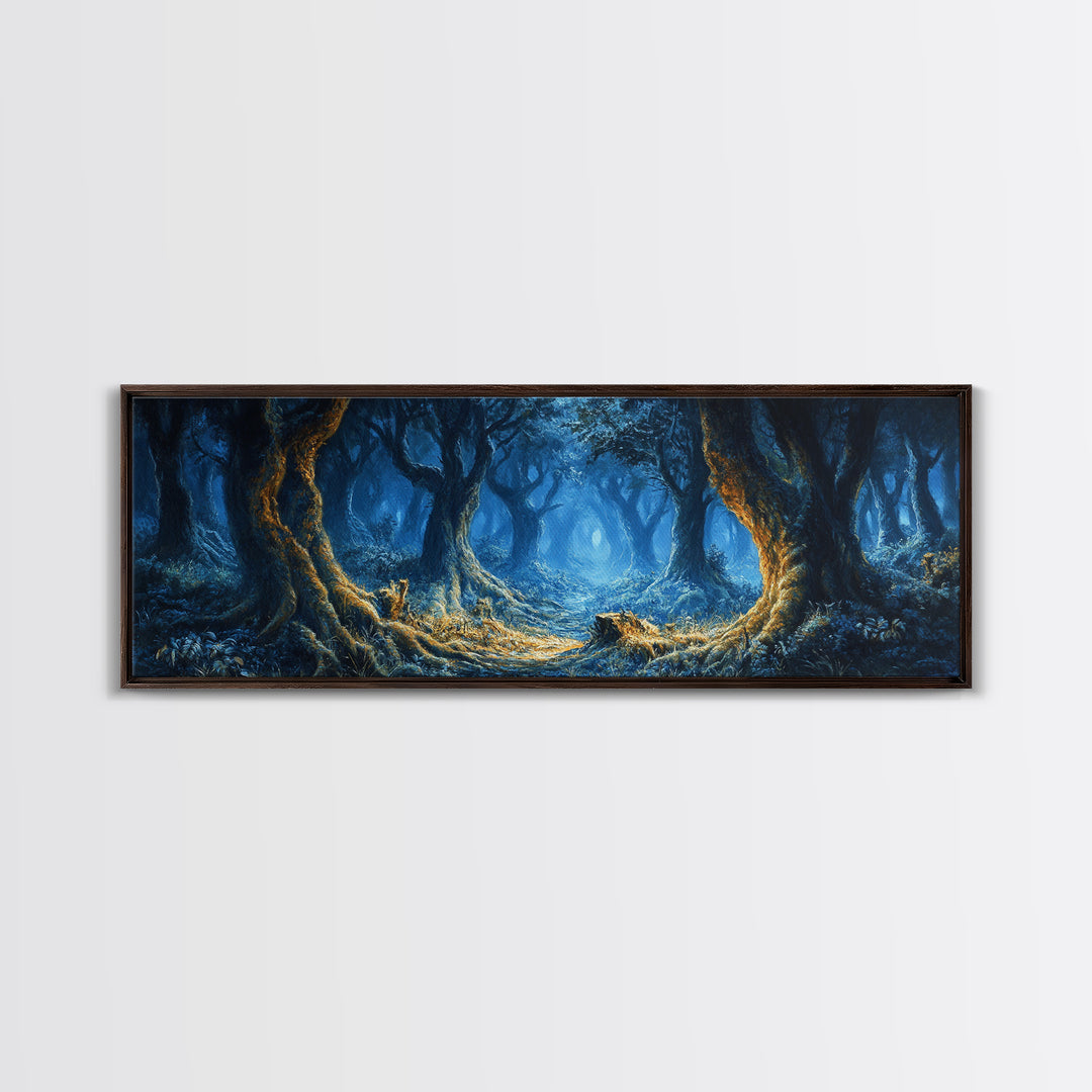 Tunnel of Trees Through a Fantasy Forest, Framed Canvas Print, Fantasy Wall Art, Mythical Fantasy Art, Autumn Fantasy Art, Surreal Fantasy Art