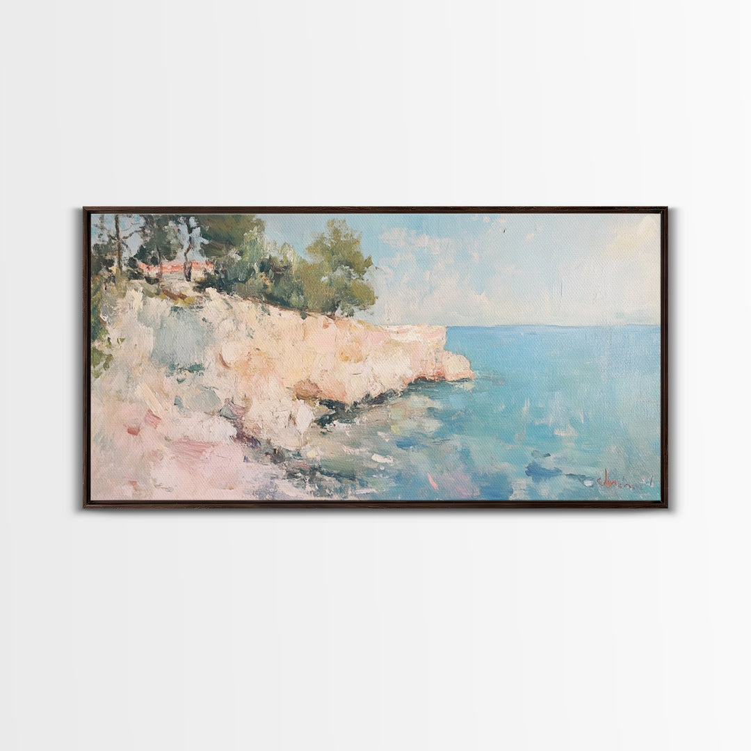 Cliffs Of Moher Oil Painting Print, Boho Whimsical Nautical Landscape Painting Print, Seascapes Wall Art, Kitsch Decor, Eclectic Art