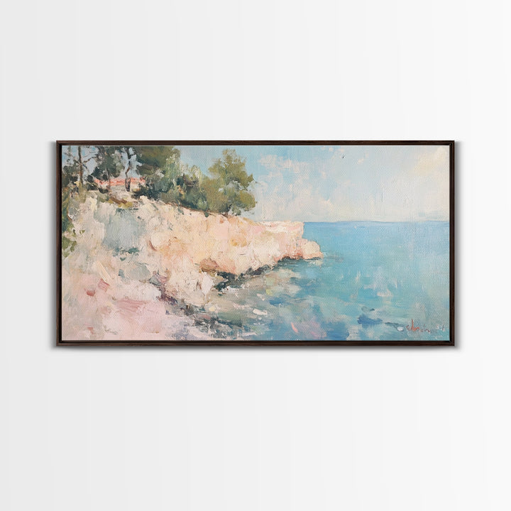 Cliffs Of Moher Oil Painting Print, Boho Whimsical Nautical Landscape Painting Print, Seascapes Wall Art, Kitsch Decor, Eclectic Art