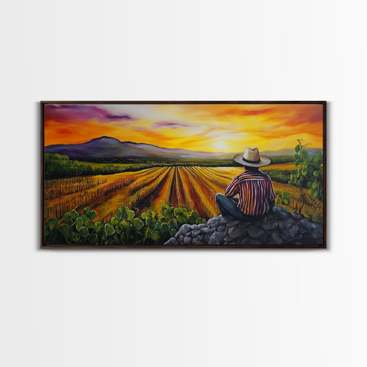 Chicano Wall Art - Mexicano Ranchero Oil Painting Print - Framed Canvas Print - Mexican Culture Art - Wood Framed Wall Art - Chicano Decor