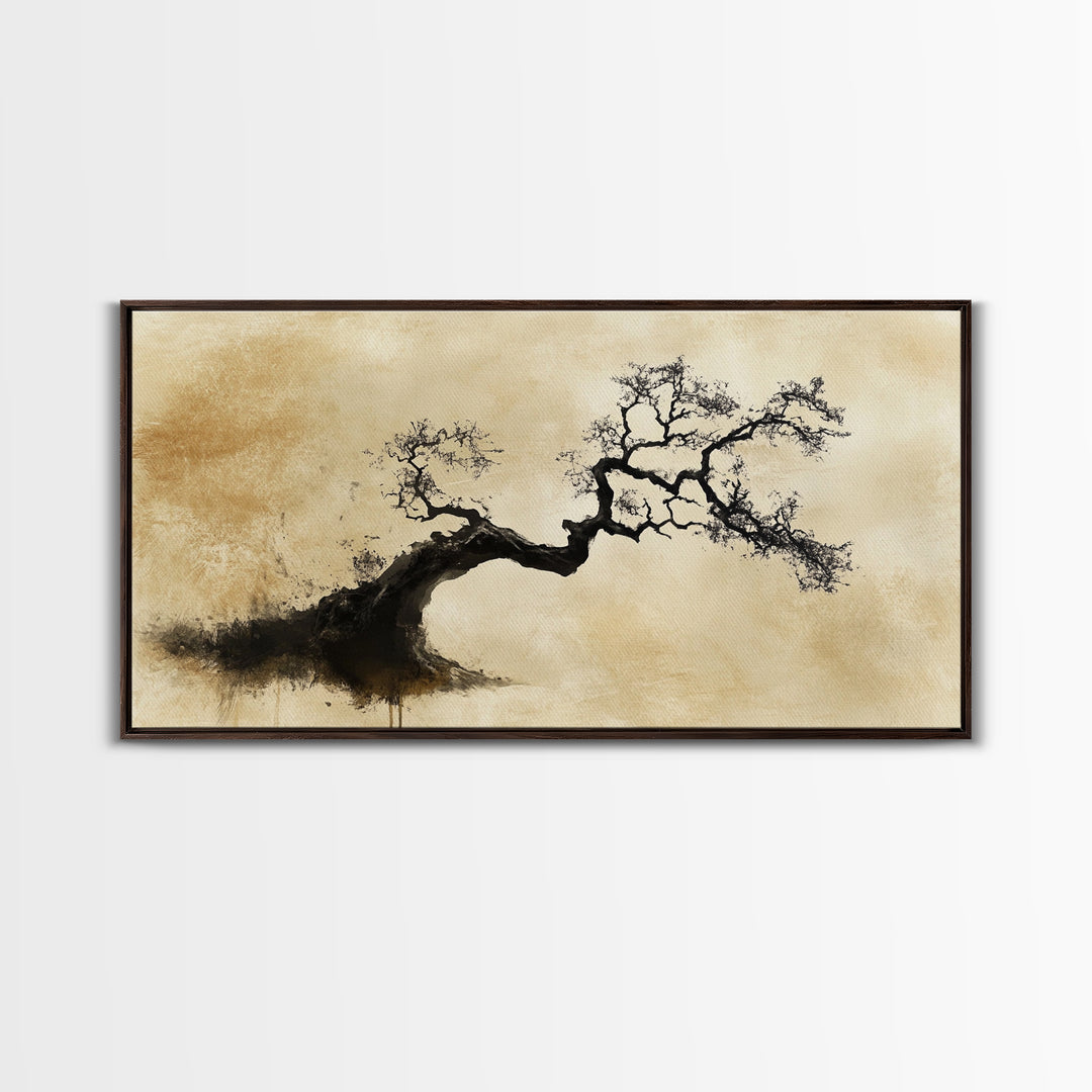 Bonzai Abstract Wall Art Framed Canvas Print, Wabi Sabi Art, Wabi Sabi Decor, Boho Home Decor, Botanical Prints