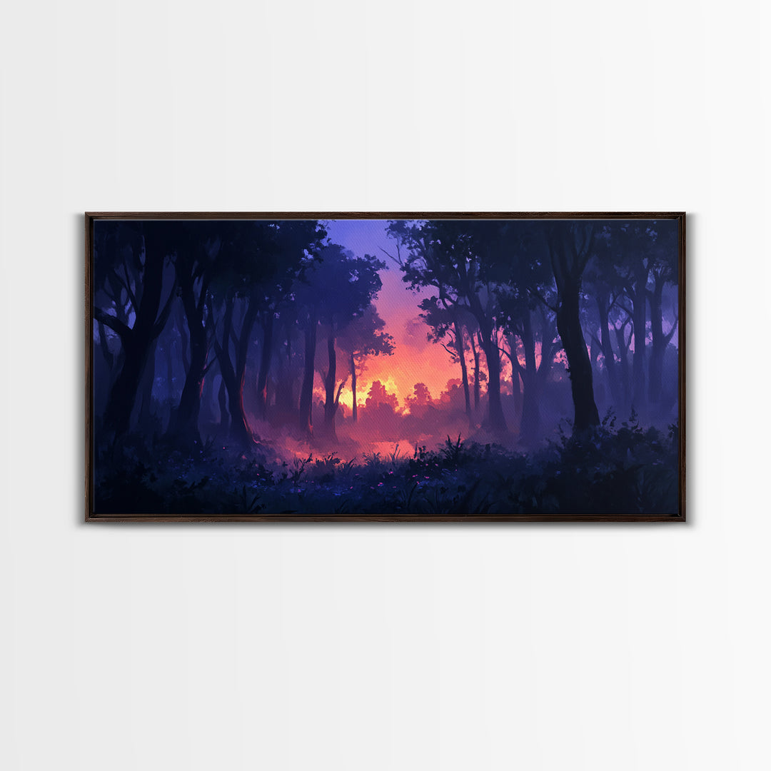 Dark Fantasy Forest Wall Art, Framed Canvas Print, Landscape Painting Print, Moody Home Decor, Landscape Wall Art, Living Room Decor