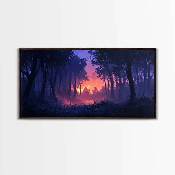 Dark Fantasy Forest Wall Art, Framed Canvas Print, Landscape Painting Print, Moody Home Decor, Landscape Wall Art, Living Room Decor