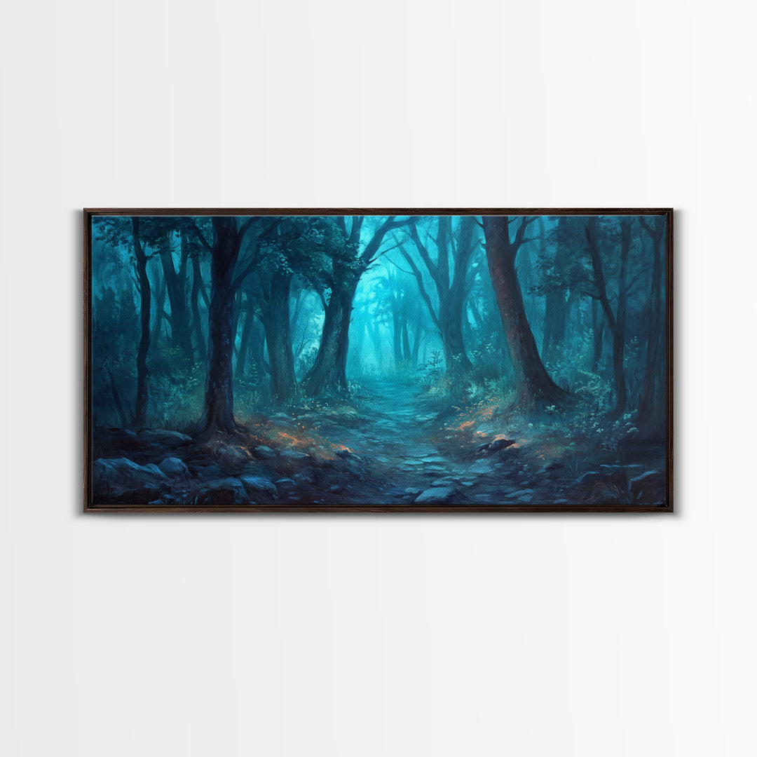 Dark Fantasy Forest Landscape Painting Canvas Print | Extra Large Living Room Wall Art | Horizontal Wall Art | Living Room Wall Art