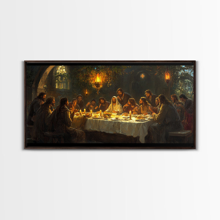 The Last Supper - Framed Canvas Print - Christian Wall Art - Chistmas Home Decor - Last Supper Oil Painting Print - Christian Home Decor