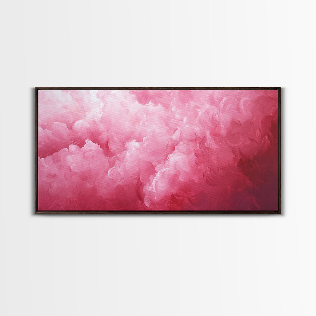 Pink Clouds - Framed Canvas Print - Wood Framed Wall Art - Preppy Decor - Preppy Dorm Room Wall Art - Abstract Pink Wall Art