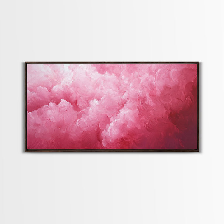 Pink Clouds - Framed Canvas Print - Wood Framed Wall Art - Preppy Decor - Preppy Dorm Room Wall Art - Abstract Pink Wall Art