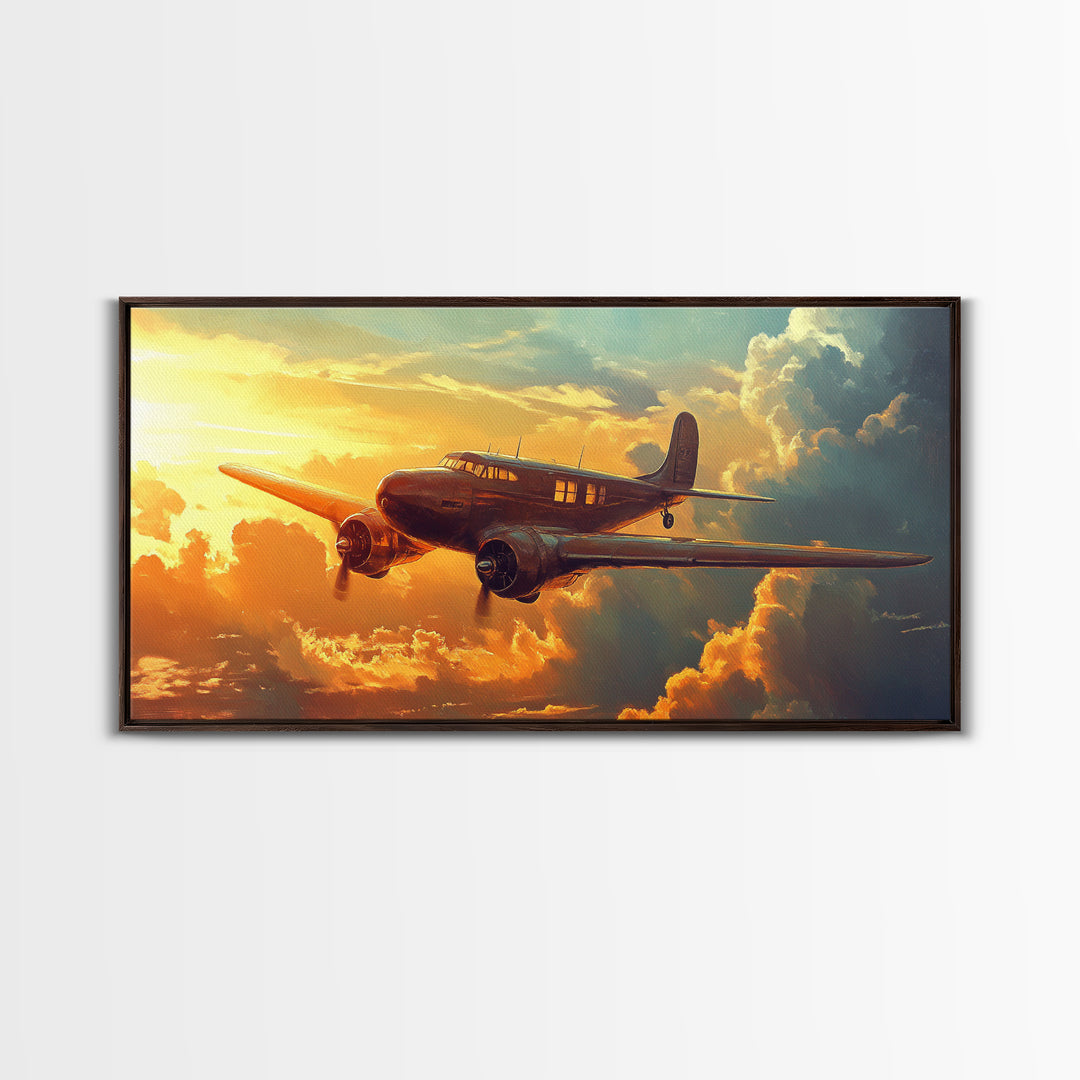 Airplane Wall Art Framed Canvas Print, Man Cave Wall Art, Office Decor, Gift For Him, Dad Gift, Pilot Gift, Retirement Gift Idea