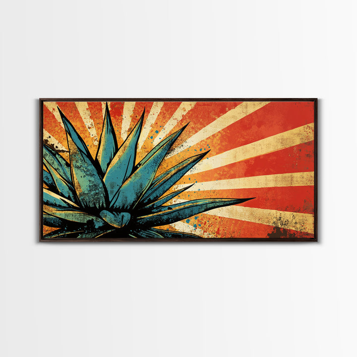 Blue Agave Pop Art Framed Canvas Print | Bar Decor | Bar Wall Art | Ready To Hang Wall Art | Home Decor | Office Decor | Agave Painting