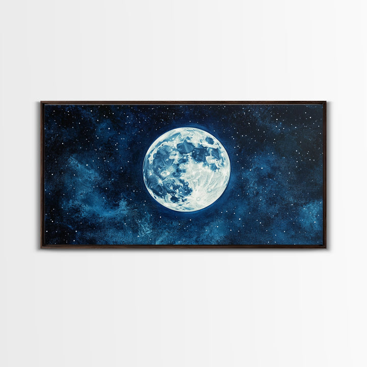 Abstract Oil Painting Print Of The Full Moon - Framed Canvas Print - Ready To Hang - Full Moon Art - Witchy Decor - Full Moon Painting