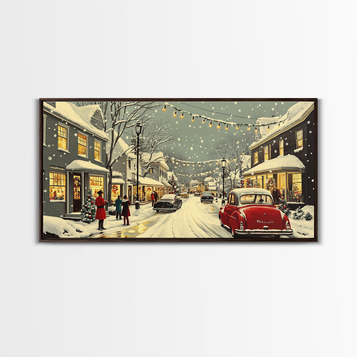 Christmas Village Painting Print Ready To Hang Wall Art, Canvas Print, Christmas Wall Art, Christmas Mantle Decor, Christmas Gift Idea