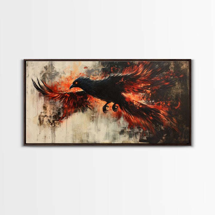 Black Phoenix Graffiti Art - Framed Canvas Print - Phoenix Painting - Phoenix Art - Phoenix Decor - Metal Phoenix Wall Art
