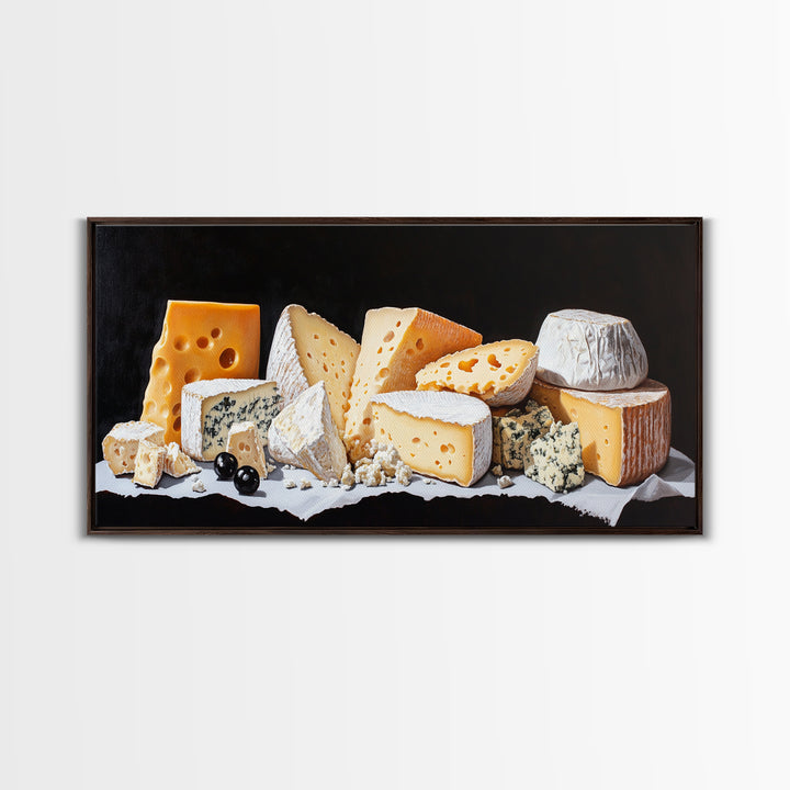 Cheese Lover Wall Art - Framed Canvas Print - Kitsch Kitchen Home Decor - Kitchen painting - Cheese Art - Cheese Painting