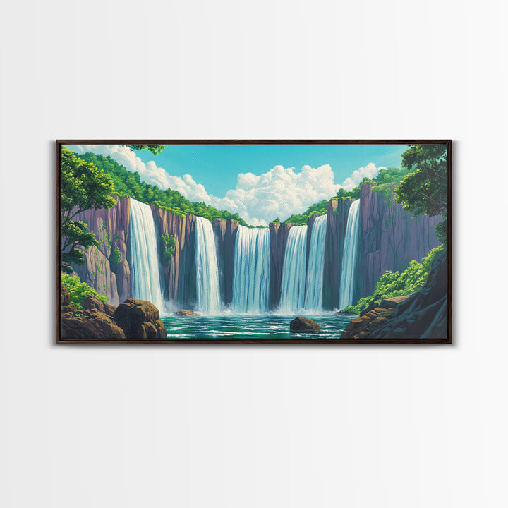 Fantasy Waterfall Painting Print | Fantasy Decor | Magical Enchanted Waterfall Wall Art | Living Room Decor Ready To Hang | Extra Large Art