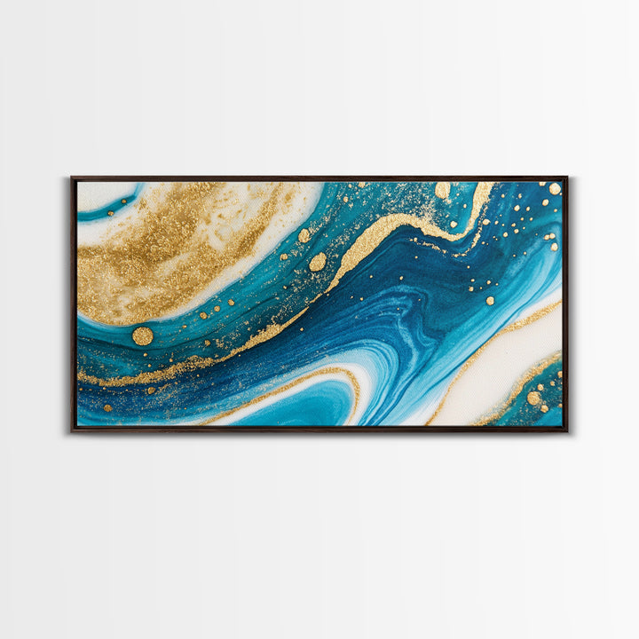Blue, White and Gold Marble Canvas Print - Marble Painting - Centerpiece Wall Art - Statement Piece - Bold Artwork - Trendy Art - Abstract Art