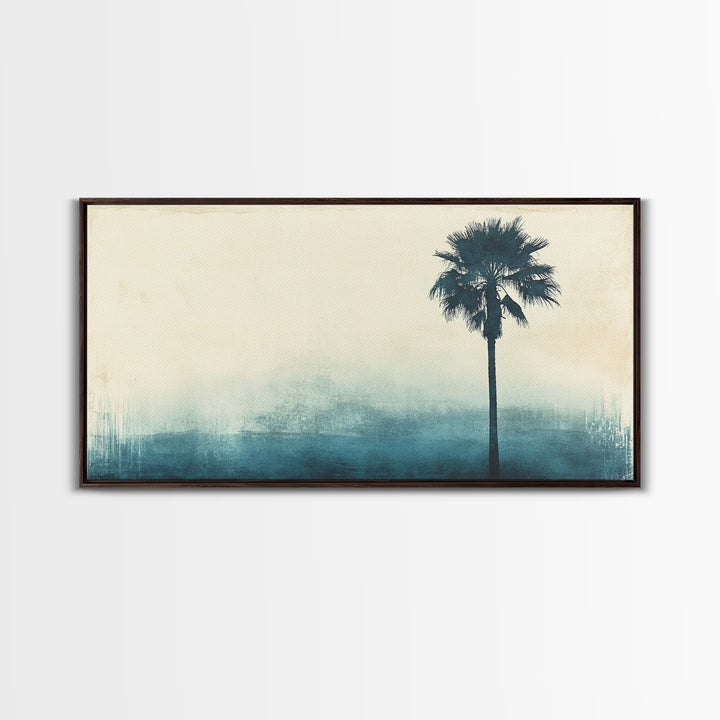 Abstract Palm Tree Nautical Oil Painting Canvas Print Ready To Hang