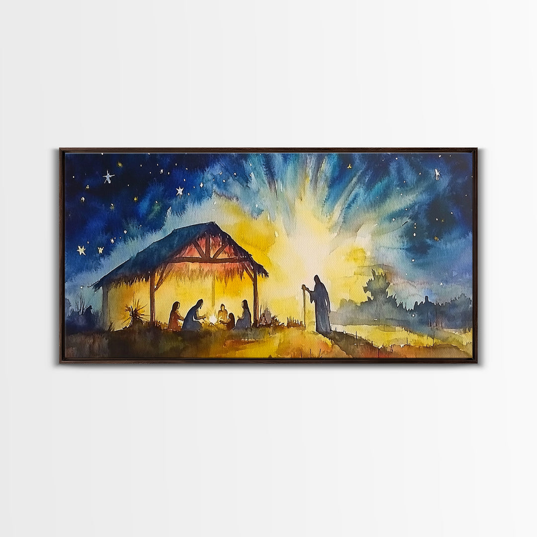 Christmas Wall Art Framed Canvas Print - Nativity Painting - Nativity Decor - Christian Wall Art - Jesus Art - Jesus Painting