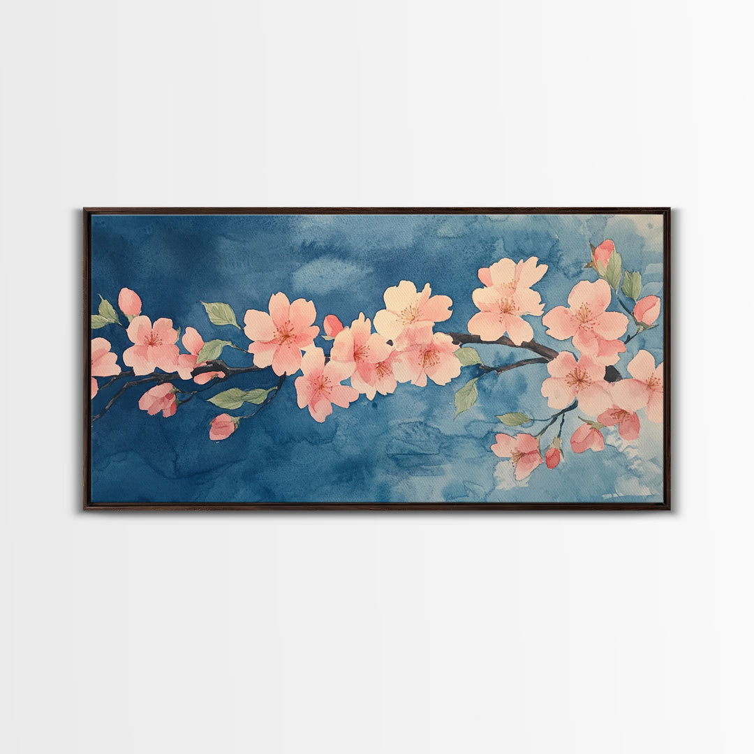 Cherry Blossoms Wall Art Canvas Print  - Pink Cherry Blossom Canvas Oil Painting - Wabi Sabi Wall Art - Purple Tree Nature Decor