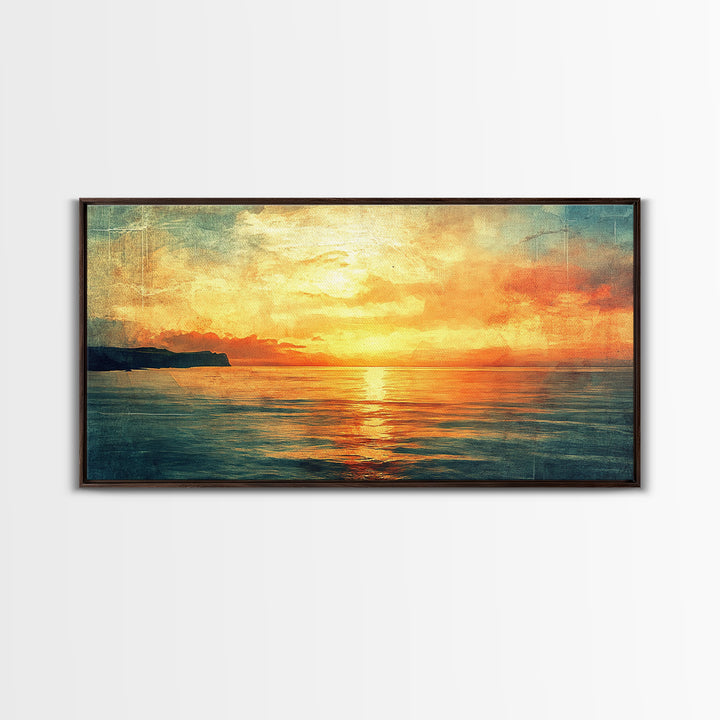 Nautical Landscape Canvas Print, Ocean Art, Wood Framed Canvas, Ocean Home Decor, Seascape Painting, Nautical Nursery Decor