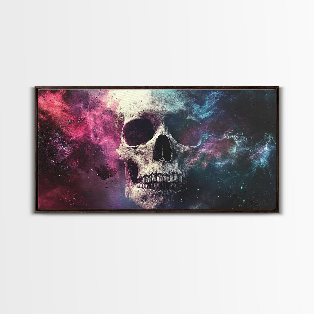 Cosmic Skull Wall Art, Cosmic Horror, Framed Canvas Print, Surreal Wall Decor, Ready To Hang Wall Art, Skull Painting, Skull Art