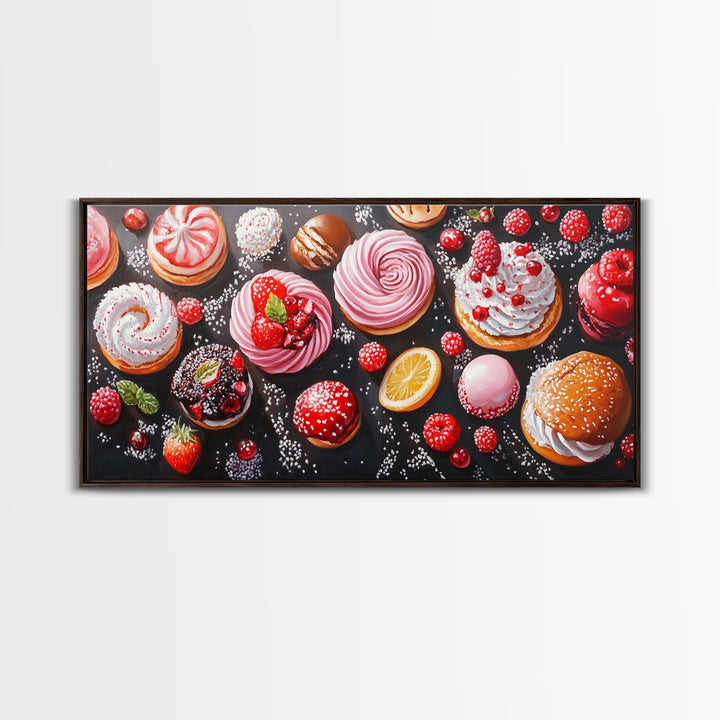 Donuts and Deserts Oil Painting Print, Canvas Art, Bakery Wall Art, Bakery Decor, Kitchen Wall Art